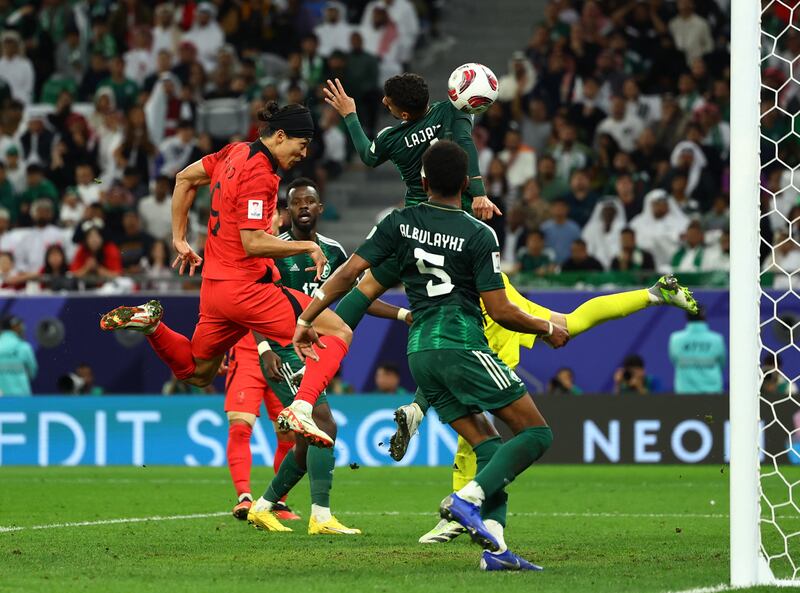 South Korea's Cho Gue-sung scores their equaliser. Reuters