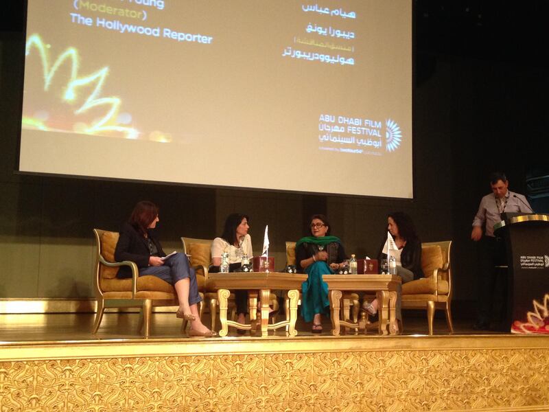 From left, Deborah Young, Hiam Abbass, Aparna Sen and Nahid Persson Sarvestani at the Heroines of the SIlver Screen seminar