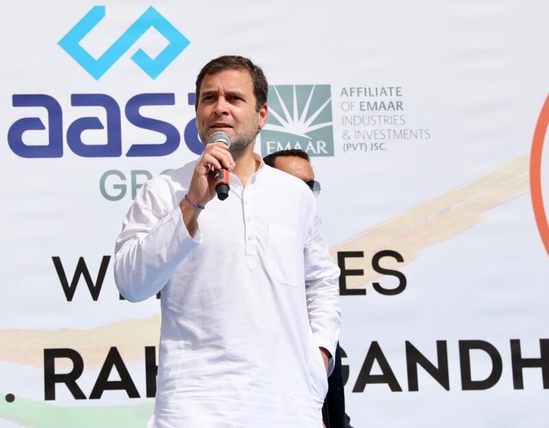 Rahul Gandhi is on a two-day tour of the UAE. Photo via Congress Party @INCIndia via Twitter