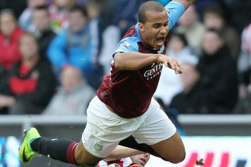 Gabriel Adbonlahor of Aston Villa did a good job of acting to earn a free kick for the Villans.
