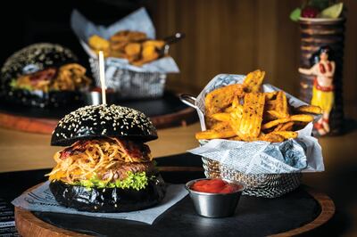 Charcoal-infused burger buns. Courtesy JW Marriott Marquis Dubai