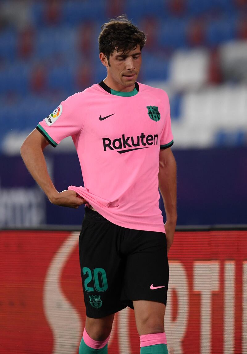 SUBS: Sergi Roberto, 4 - On for Araujo after 48 minutes. Went straight into right back position. Beaten in the air for Levante’s goal. Was moved into midfield after 73 with his defensive role not working. A horrid night for the Catalan. Getty