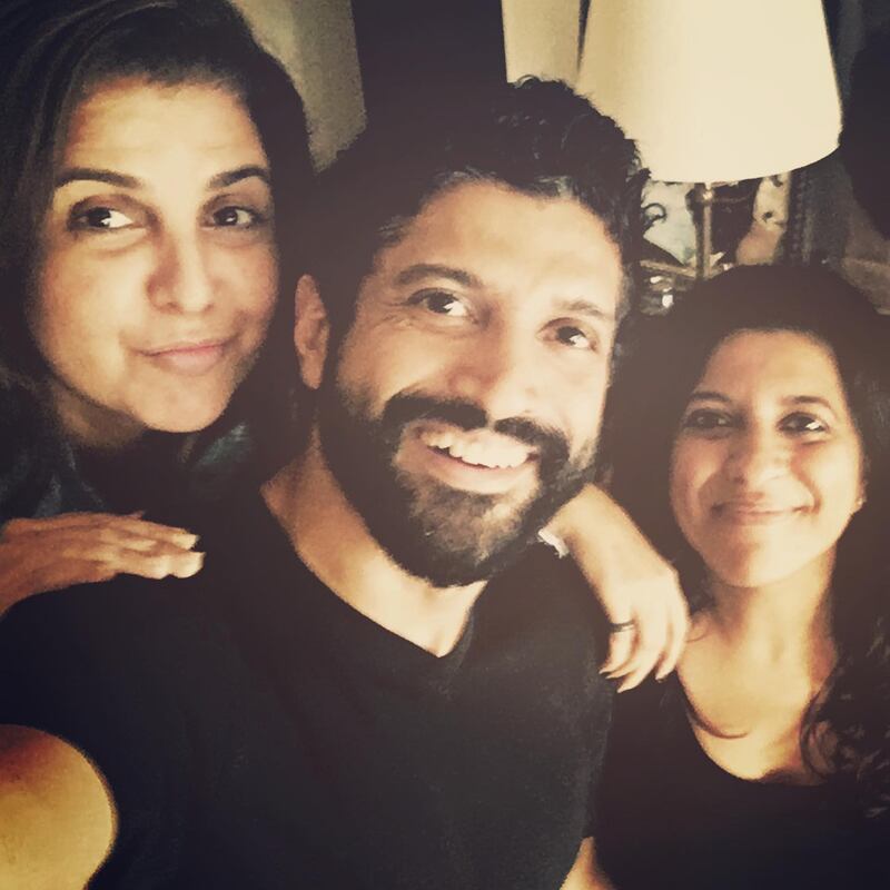 Farhan Akhtar shared a selfie with his sister Zoya Akhtar and film director Farah Khan Kunder. 'Best sisters ever,' he captioned the post. Photo: Farhan Akhtar / Instagram