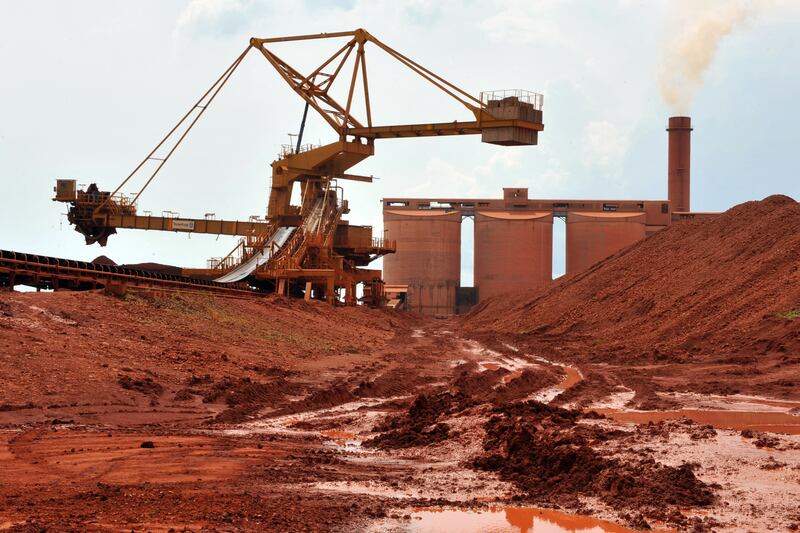 Bauxite is processed at Guinea's largest mining firm, CBG, north of the capital Conakry. AFP