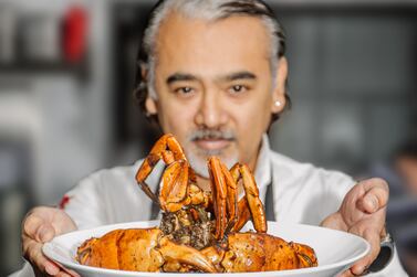 Sri Lankan chef and restaurateur Dharshan Munidasa presents the pepper crab. Photo: Ministry of Crab