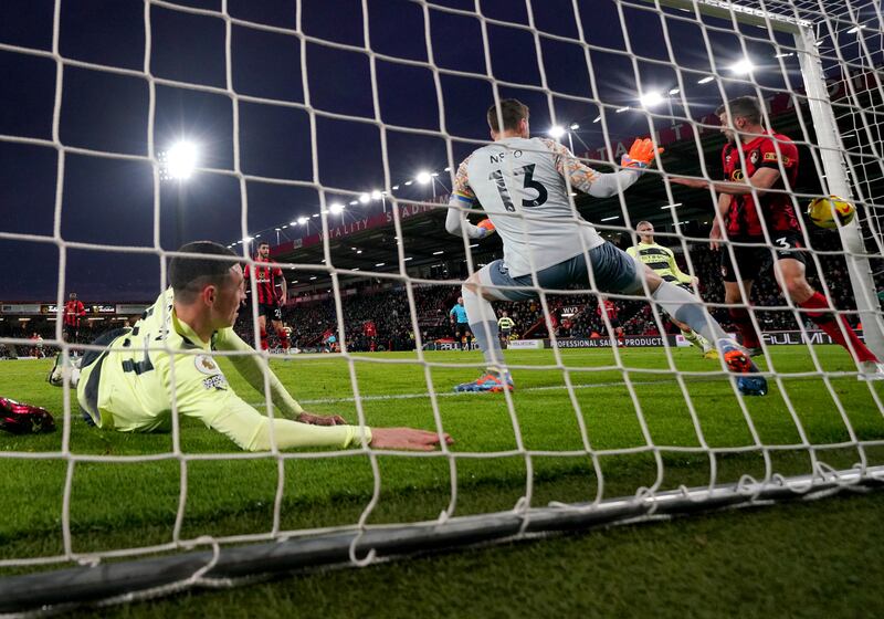 33) Bournemouth goalkeeper Neto fails to stop Haaland from scoring City's second goal in their 4-1 Premier League win at the Vitality Stadium on February 25, 2023. PA