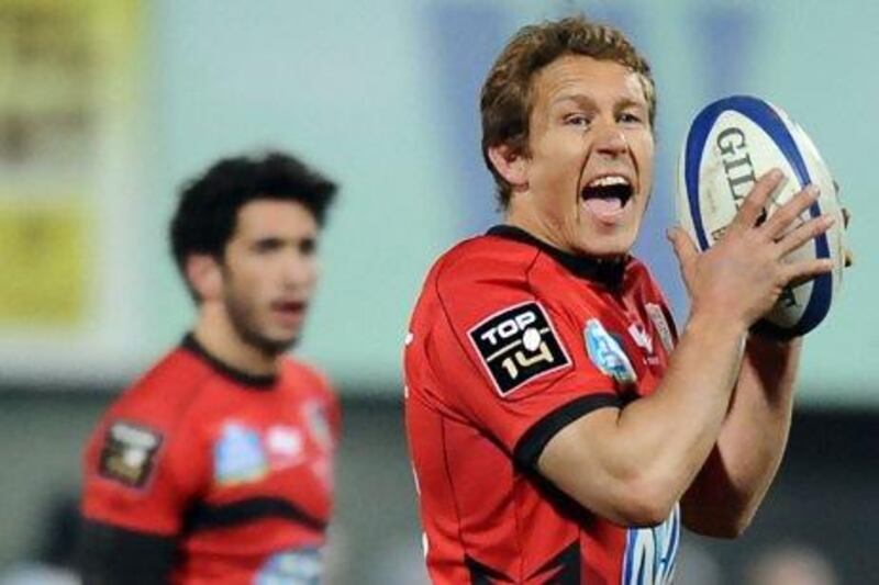 Toulon's fly half Jonny Wilkinson reacts during a Top 14 rugby match against Toulon RC at the Pierre Antoine Stadium. Remy Gabalda / AFP