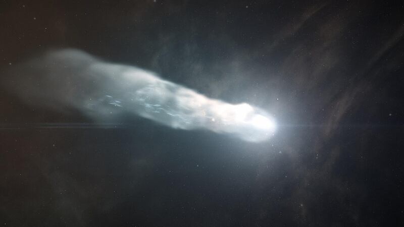 CGI IMAGE: The comet traveling through space. 
(Photo Credit: Darlow Smithson Productions) *** Local Caption ***  CometOfTheCentury_CGI_020.JPG