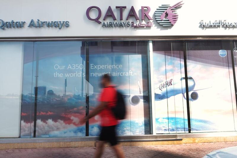 The Qatar Airways office located near the Corniche in Abu Dhabi.  Delores Johnson / The National