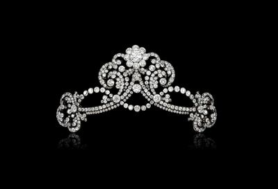 This undated handout photo released by Sotheby's Geneva shows a diamond tiara given by Emperor Franz Joseph to his great-niece Marie Anna of Austria, expected to sell for $80,000-120,000. One of the most famous royal jewellery collections ever to come to auction will be coming to Sothebyâ€™s in Geneva on 12 Nov. 2018. Entitled â€œRoyal Jewels from the Bourbon-Parma Familyâ€, the auction will span centuries of European history, from the reign of Louis XVI to the fall of the Austro-Hungarian Empire, and will offer fascinating insights into the splendor of one of Europeâ€™s most important royal dynasties. (Sotheby's Geneva via AP)