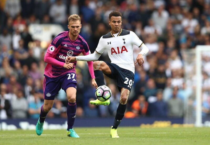 Dele Alli of Tottenham Hotspur controls the ball during the Premier League match against Sunderland. Julian Finney / Getty Images