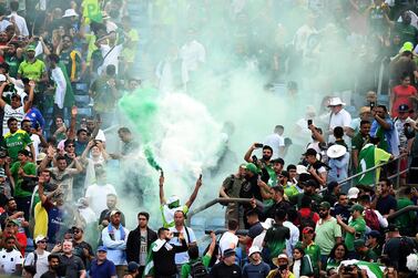 Pakistan fans let off flares after the ICC Cricket World Cup 2019 match between Pakistan and Afghanistan at Headingley, UK. Getty Images