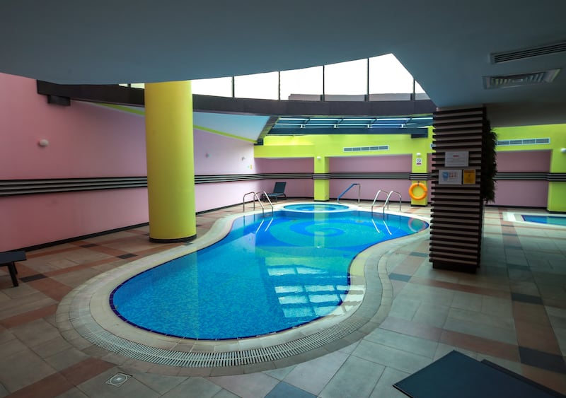 The swimming pool in the building