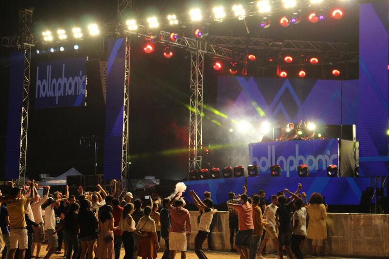 Crowds arrive at Destination Dawn on Al Marjan Island in Ras Al Khaimah. Jason Von Berg / The National