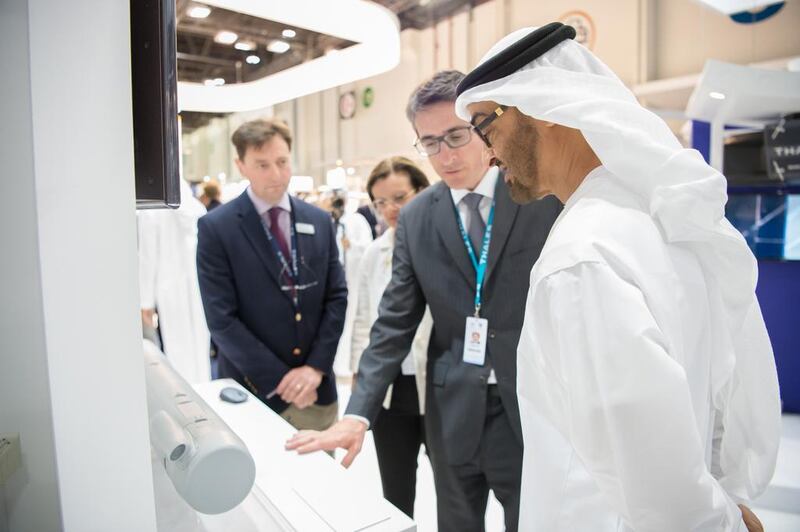 Sheikh Mohamed bin Zayed, Crown Prince of Abu Dhabi and Deputy Supreme Commander of the UAE Armed Forces, tours the 2017 International Defence Exhibition and Conference. Mohamed Al Suwaidi / Crown Prince Court - Abu Dhabi