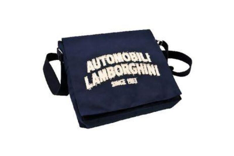 Made from corduroy, this large shoulder bag lacks the flair associated with Lamborghini.