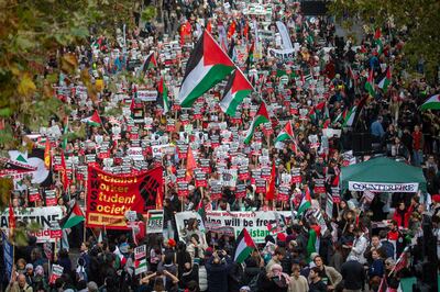 The Palestine Solidarity Campaign has held weekly marches in London during the conflict in Gaza. EPA 