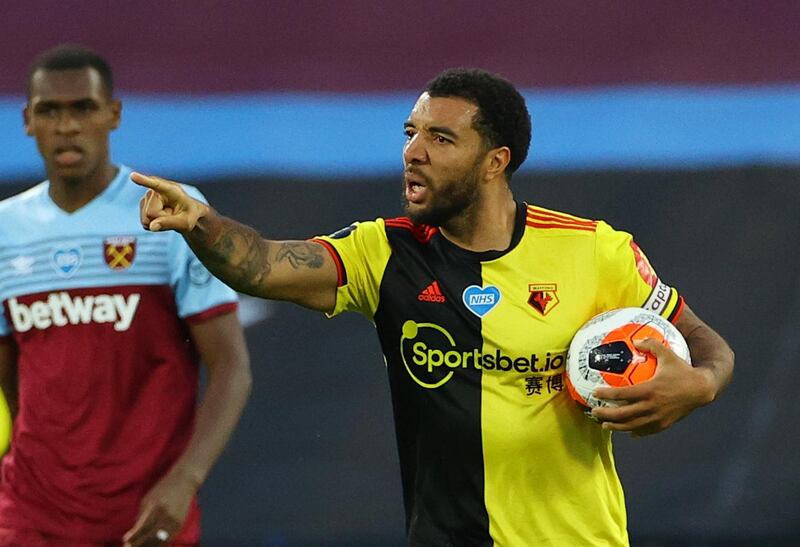 Watford's Troy Deeney celebrates scoring their first goal. Reuters