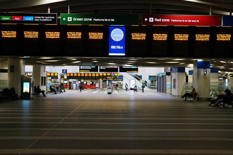 An all-but-deserted New Street station in Birmingham. PA