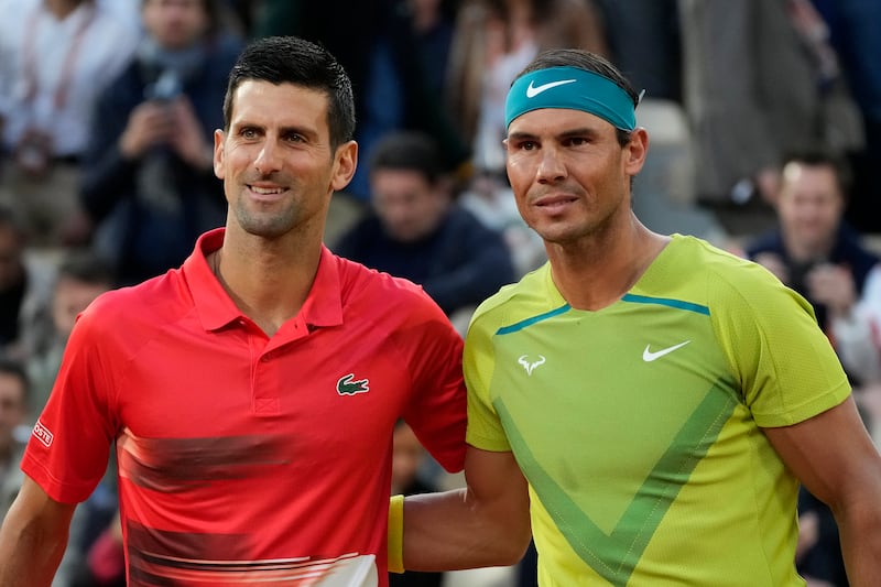 Serbia's Novak Djokovic, left, said he wants to face Spain's Rafael Nadal one last time before the latter retires. AP