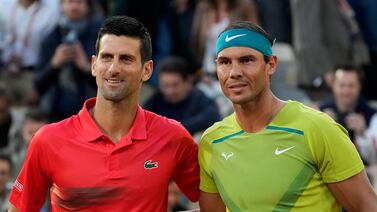 Serbia's Novak Djokovic, left, said he wants to face Spain's Rafael Nadal one last time before the latter retires. AP