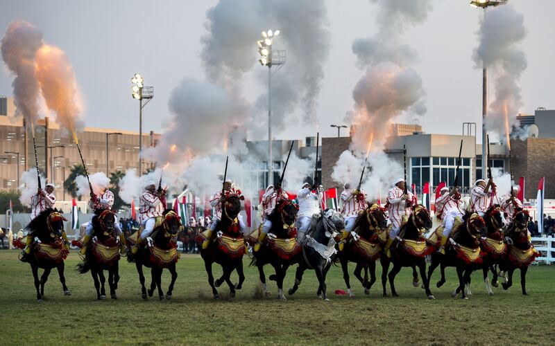 A traditional equestrian display starts Moroccan Heritage Week with a bang at the Abu Dhabi Equestrian Club. Rashed Al Mansoori / Crown Prince Court - Abu Dhabi 
