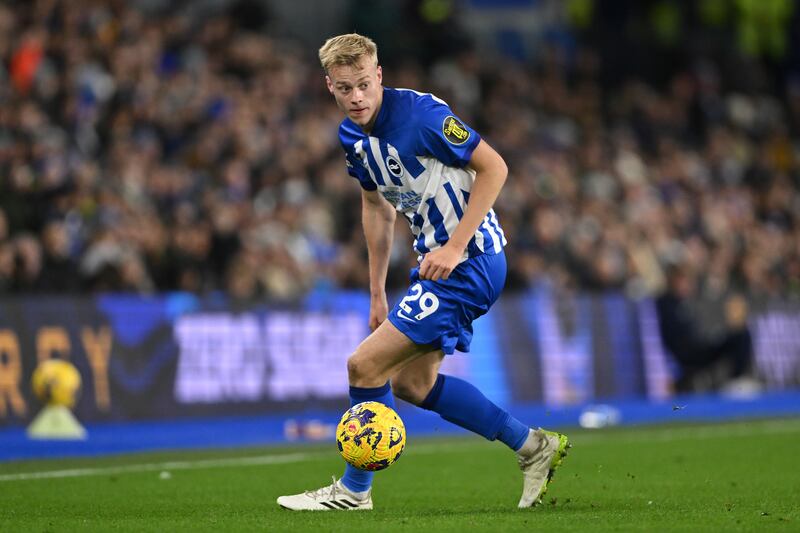 Denied by the post when his stooping header rattled the woodwork moments before Brighton’s penalty. Getty Images