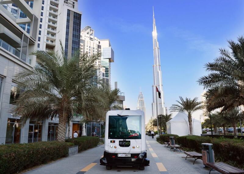 A driverless vehicle in Business Bay, Dubai  Photo courtesy: RTA