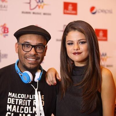 Journalist Saeed Saeed with Selena Gomez in Dubai, 2013. Courtesy: Saeed Saeed