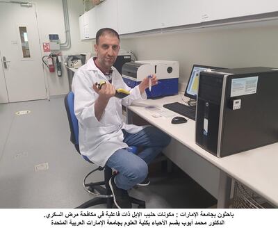 Dr Mohammed Ayoub and his team at UAE University have played an integral role in the research on the health benefits of camel milk. Courtesy: Wam    