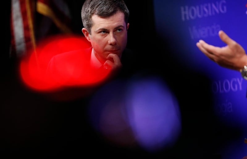 Democratic presidential candidate and former South Bend Mayor Pete Buttigieg listens to a question in Las Vegas. AP Photo
