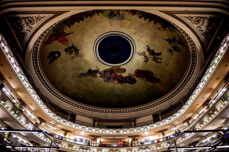 View of the "El Ateneo Grand Splendid" bookstore's ceiling. AFP