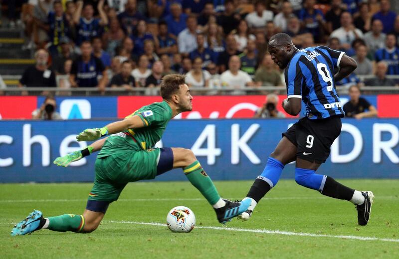 Inter's Romelu Lukaku scores. EPA