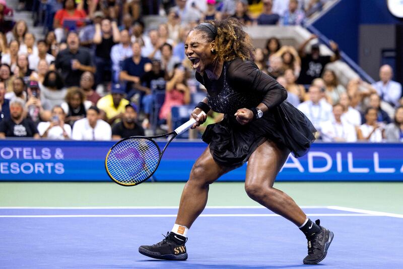 Serena Williams reacts after beating Danka Kovinic during their 2022 US Open first round match at the USTA Billie Jean King National Tennis Center in New York, on August 29, 2022. AFP