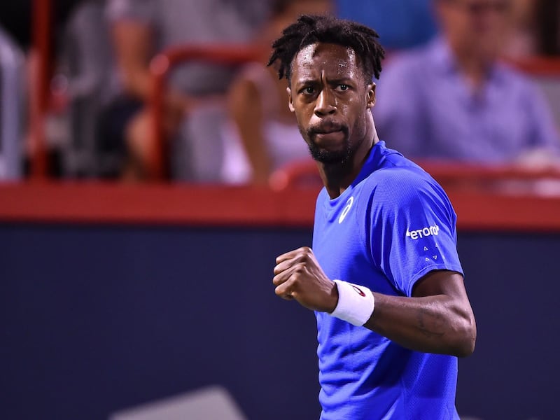 MONTREAL, QC - AUGUST 05:  Gael Monfils of France reacts after scoring a point against Peter Polansky of Canada during day 4 of the Rogers Cup at IGA Stadium on August 5, 2019 in Montreal, Quebec, Canada.  (Photo by Minas Panagiotakis/Getty Images)