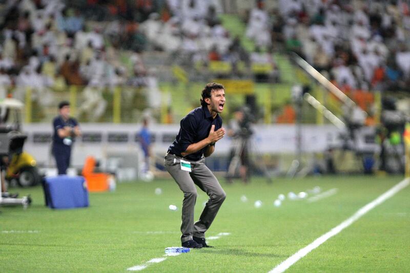 Dubai, United Arab Emirates, May 14, 2013 -   Al Jazira coach Luis Milla during a match against Ajman during the Pro League Etisalat Cup final at Al Wasl's Zabeel Stadium. ( Jaime Puebla / The National Newspaper ) 