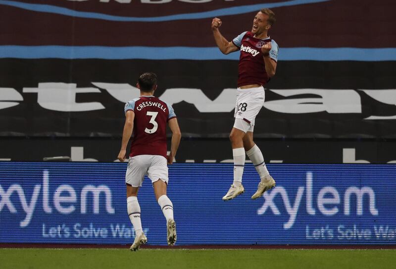 Tomas Soucek - 8, Showed his aerial threat, and played a huge part in West Ham’s third after being denied by a great save, the ball eventually bundled over the line by Raul Jimenez. EPA