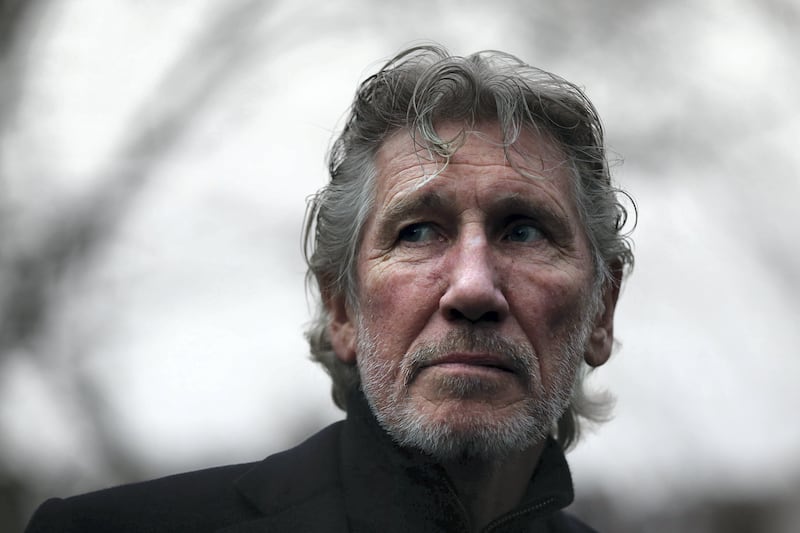 LONDON, ENGLAND - FEBRUARY 13:  Former Pink Floyd member, Roger Waters, attends a protest by the We Stand With Shaker campaign group to highlight the situation of Shaker Aamer, the last Briton to be detained in Guantanamo  Bay, outside the U.S embassy on February 13, 2015 in London, England. The protest was called after US Ambassador Matthew Barzun allegedly refused to accept delivery of the card highlighting that Shaker Aamer has been held in detention in Guantanamo Bay for 13 years.  (Photo by Carl Court/Getty Images)