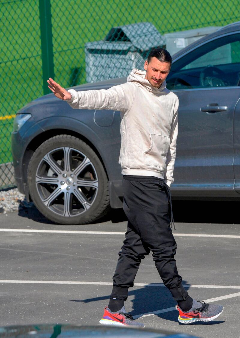 Zlatan Ibrahimovic pictured leaving the Arsta IP training ground in Stockholm. AFP