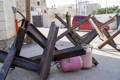 A boobytrapped road block at the entrance of street in Jenin refuge camp. Willy Lowry / The National