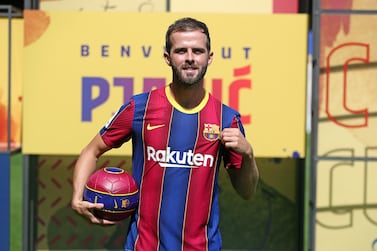 Miralem Pjanic has been presented as a new FC Barcelona player. Courtesy FC Barcelona