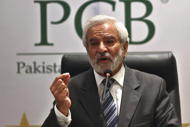 Newly appointed Pakistan Cricket Board Chairman and Former ICC president Ehsan Mani addresses a press conference in Lahore on September 4, 2018. - Mani was elected unopposed in the PCB board of governors meeting convened, for a period of three years. (Photo by ARIF ALI / AFP)