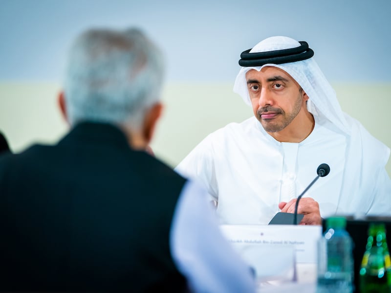 Sheikh Abdullah bin Zayed, Minister of Foreign Affairs and International Co-operation, chaired the 14th UAE-India Joint Committee with Dr Subrahmanyam Jaishankar, India's Minister of External Affairs, on Thursday. All photos: WAM