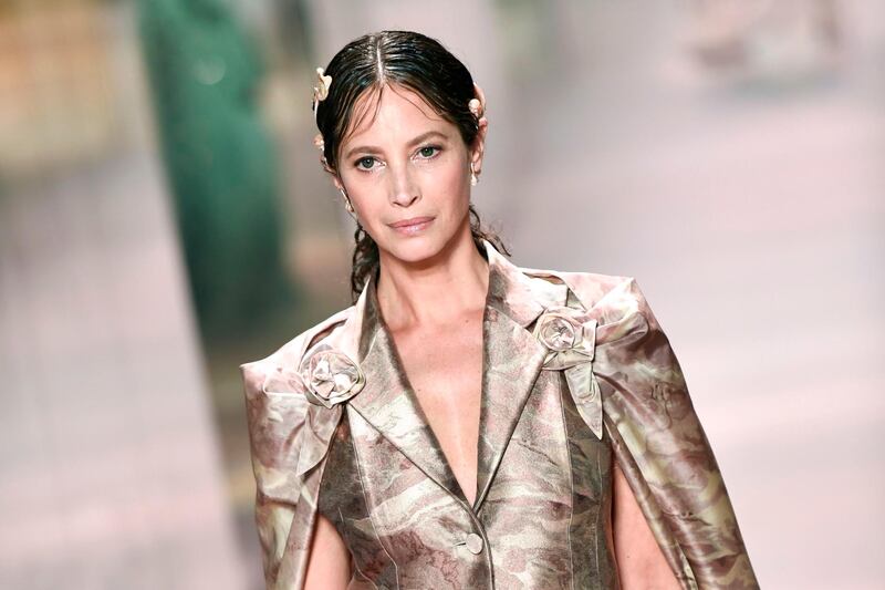 Christy Turlington walks during the Fendi spring / summer 2021 show during Paris Haute Couture Week on January 27. AFP