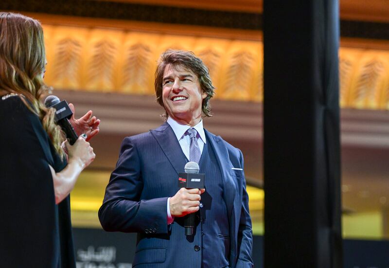Tom Cruise speaks during the premiere of Mission Impossible - Dead Reckoning Part One at Emirates Palace Mandarin Oriental, Abu Dhabi. All photos: Khushnum Bhandari / The National