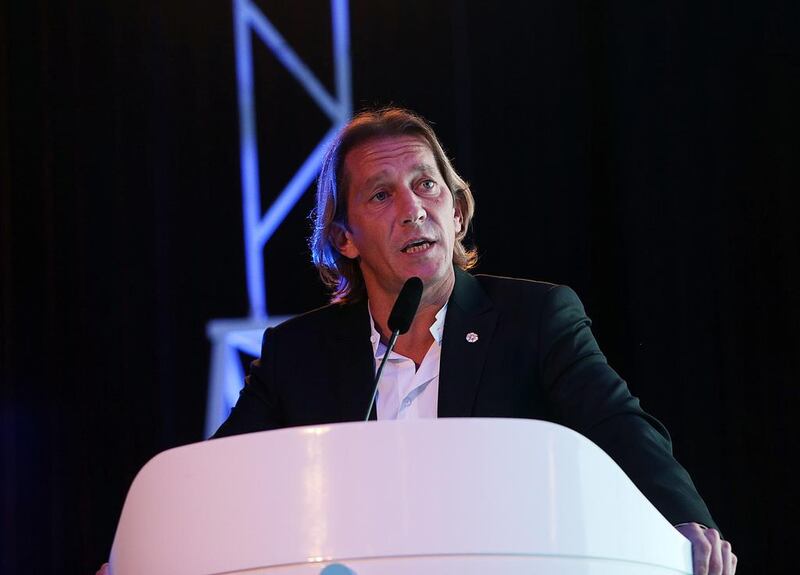 Former Real Madrid defender Michel Salgado is director of football at the Dubai Sports City Football Academy in the UAE. Satish Kumar / The National
