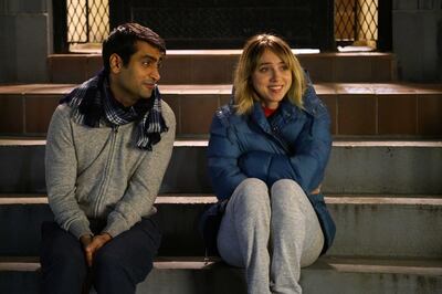 Kumail Nanjiani as "Kumail" and Zoe Kazan as "Emily" in THE BIG SICK. Photo by Sarah Shatz.