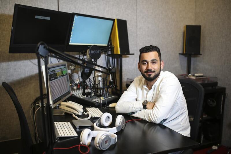 Marwan Parham Al Awadhi, aka DJ Bliss, at his studio in Dubai. Sarah Dea / The National