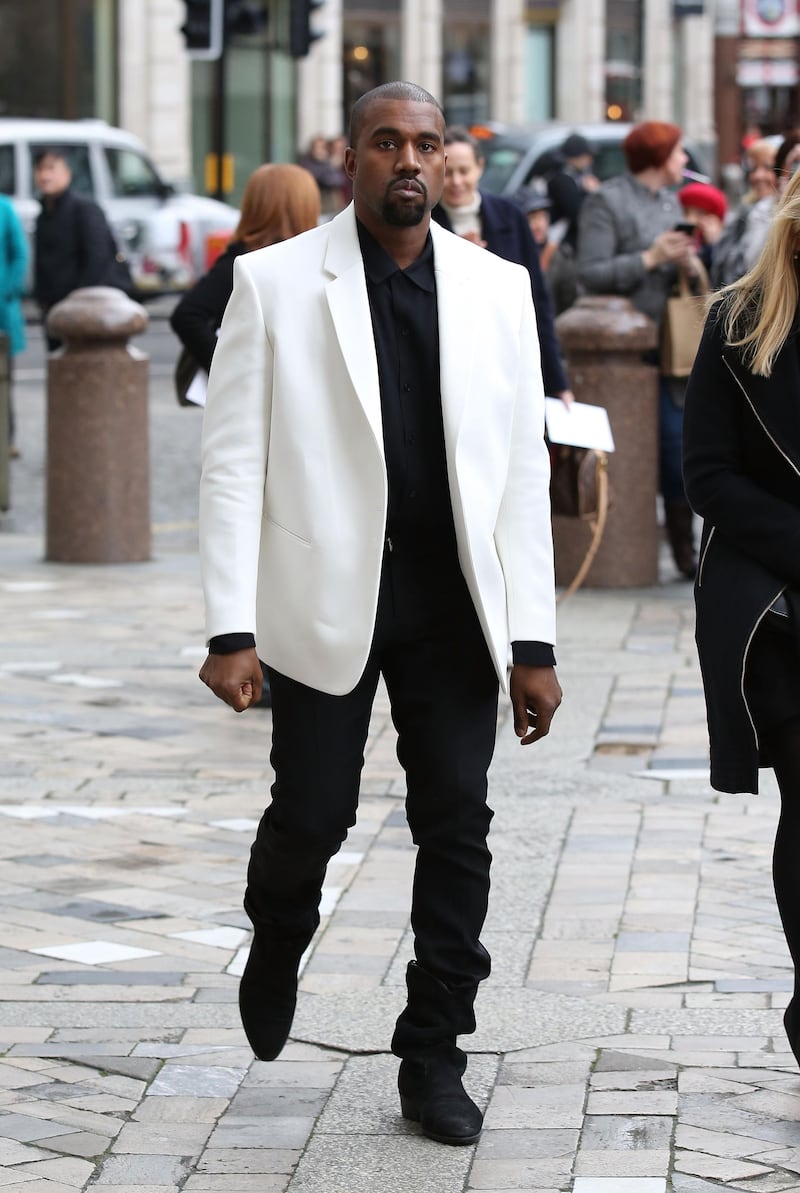 LONDON, ENGLAND - FEBRUARY 20:  Kanye West attends a memorial service for Professor Louise Wilson during London Fashion Week Fall/Winter 2015/16 at St Paul's Cathedral on February 20, 2015 in London, England.  (Photo by Tim P. Whitby/Getty Images)