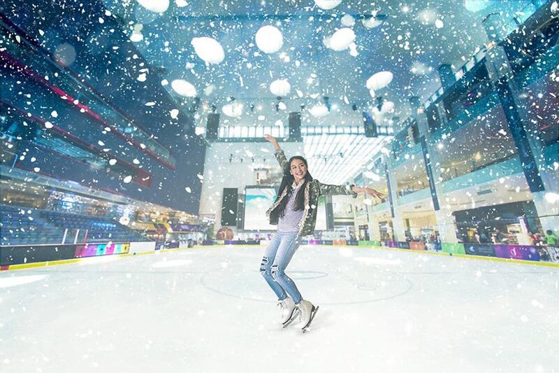 Three times a week the Dubai Ice Rink will be showered with artificial snow flakes. Courtesy of Dubai Mall Ice Rink